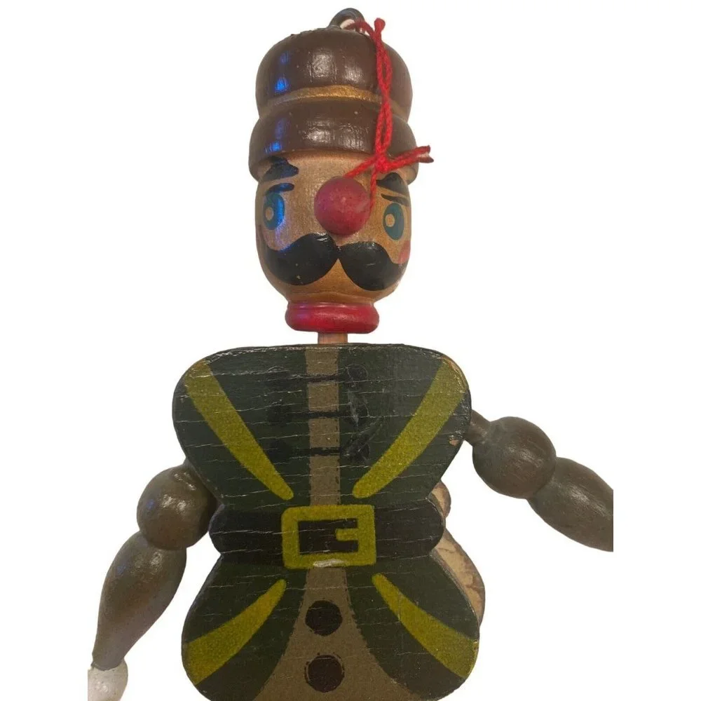 Vintage Christmas Wooden Pull String Solider Ornaments 8